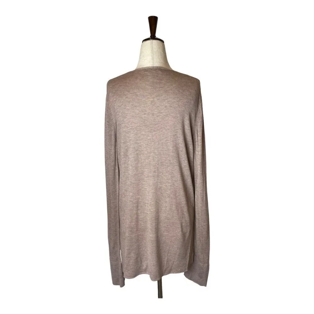 Zara Knit Brown‎ Taupe V Neck Lightweight Hi Low Hem Pullover Sweater Size M